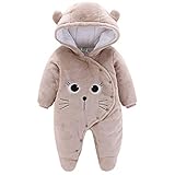 Baby Winter Fleece Overall Mit Kapuze Mädchen Jungen Schneeanzüge Warm Strampler Outfits Khaki 0-3 Monate (59/44)