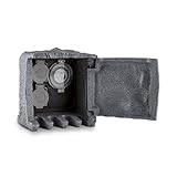 Waldbeck Timer Rock - Gartensteckdose, Außensteckdose, Zeitschaltuhr, 2-fach Schutzkontakt, 3680 Watt, 1,5m Kabel, spritzwassergeschützt, g