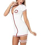 FONDBERYL Frauen Lingerie Dessous Babydolls Nachtkleid Rückenfrei Spitze Pflegeuniformen gebündelte Krankenschwester Kostüm Sexy Cosplay Rollenspiele, M, Type 2
