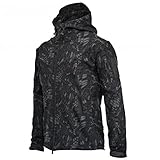 Herren-Windjacke, langärmelig, dicker Reißverschluss, mit Kapuze, schwarz grau, XXX-Larg