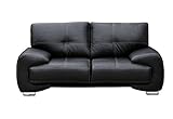 mb-moebel 2-Sitzer Design Sofa 2er Büro Kunstleder Sofagarnitur Weiß Couch kleine Florida (Schwarz)