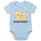 Shirtracer Geschwister Bruder und Schwester - Löwe - Kleiner Bruder - 6/12 Monate - Babyblau - Strampler - BZ10 - Baby Body Kurzarm für Jungen und M