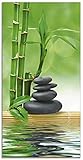 Artland Glasbilder Wandbild Glas Bild einteilig 30x60 cm Hochformat Asien Wellness Zen Spa Steine Bambus Entspannung Grün T5O