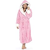 Herbst Winter Verdicken Warm Schlafanzug Plüsch Negligee Frauen Elegant Langarm  Hoodie Schnürbademantel Nachtwäsche Kimono Fleece Bademantel Pyjama Damen Mode Loose Homewear Maxi N