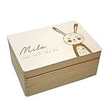 Personalisierte Erinnerungsbox Box Aufbewahrungsbox Erinnerungskiste mit Namen Holzkiste für Kinder Geschenkbox Geschenkidee für Jungs Mädchen Hase Weihnachten Geburtstagsgeschenk