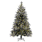 Susany Künstlicher Weihnachtsbaum mit Schnee LEDs Tannenbaum Christbaum Kunstbaum Dekobaum Weihnachten Dekoration Weihnachtsdeko 180cm PVC PE