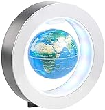 infactory Schwebender Globus: Freischwebender 10-cm-Globus in Magnet-Ring mit bunter LED-Beleuchtung (Magnetglobus)