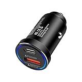 USB-Autoladegerät, AILKIN 38 W PD & QC 3.0 Dual Port Fast Car Charger, USB C Car Charger Adapter für iPhone 12/11/Pro Max/Mini/SE 2020/XS/XR/X/8, Samsung Galaxy S21/S20/S10/S9/S8, Huaw