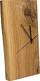 inn art dESIGN Wanduhr Eiche Massiv | Echt-Holz Uhr als Standuhr & Tisch-Uhr verwendbar | einseitig mit Baumkante | schlicht &