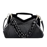 LXXM Damen Chain Pouch Tasche Cloud-Shaped Dumpling Clutch Geldbörse, Acryl Kette One-Shoulder Achseltasche, 2021 New Fold Net Celebrity Cloud Bag (Schwarz)