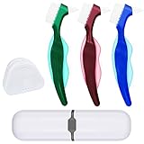 Prothesenbürste，5 Stück Bürste für Prothesen Prothesenzahnbürste Doppelseitige Zahnbürste Tragbare Ergonomische Zahnbürste，für die Restaurative Pfleg