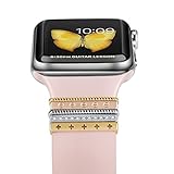 elobeth für Apple Watch Band Accessoires, Damen Apple Watch Band Ringe Schlaufen Deko entworfen Muster Gravur für 38 mm 42 mm Apple Watch Band Original Silikon Serie 3/2/1 SmartW