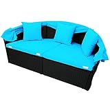 Outdoor Rattanliege Lounger, Abdeckcover Rattan Lounge Sunbed Liege Insel Regencover Sonnenliege Gartenliege frei gruppierende Elemente G