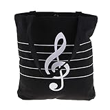 Hellery Musik Handtasche Tote Shopping Tasche Musik Theme Shopper Einkaufstasche für Familie - schw