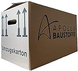 Apollo Baustoffe PROFI UMZUGSKARTONS MOVINGBOX 40kg belastbar 2-Wellig STABIL Doppelter Boden- Wählbar zwischen 5 bis 100 Stück (20)