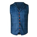 Eternali Plaid Tweed Slim Fit Weste Herren Anzugweste Freizeit Hochzeits Trauzeugen Bräutigam Formale Hochzeitsfeier Anzug Weste Elegant Klassische Gentleman Männer Smoking Businessweste mit T