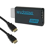 Goldoars Wii zu HDMI Adapter Wii zu HDMI 1080P/720P HD Converter Adapter mit 3,5mm Stereo Audio Buchse +1.5m HDMI Kabel unterstützt NTSC/PAL Format für Smart TV HDTV (Schwarz)