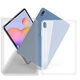 KJYF Tablethülle + [3 Stück] Panzerglas Schutzfolie für Samsung Galaxy Tab S7 Plus (12.4 Zoll) Hülle Ultradünn Schutzhülle Silikon Case Durchscheinend Schale Cover - D