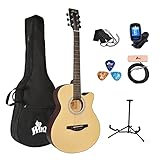 Winzz Akustikgitarre Natürlich, Westerngitarre 40 Zoll, Gitarre Anfänger Set mit Gitarre Tonabnehmer, Gitarrenständer, Gitarren Plektrum, Gitarrengurt, Gitarrenstimmgerät, G