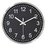 30CM Wanduhr Modern Quartz Lautlos wanduhren rund Ohne Tickgeräus DekorativeWanduhr für Wohnzimmer, Schlafzimmer, Küche (Schwarz)