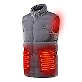 XXBJFMY USB Elektrische Heizweste, Leichte Outdoor Beheizbare Weste Mit 3 Stufen Wärmeeinstellungen Und 4 Heizzonen Für Herren Damen,Grau,4XL