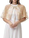 MuaDress 0602 Eleganter Spitze Retro Stola Schal für Abendkleid Festliche Umhängetücher Champagner O