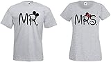 Couple Herren Damen Shirt Set Mister & Misses - MR. & MRS, Herren-grau, XL