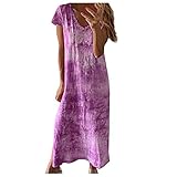 SHINEHUA Damen Maxikleider Sommerkleid Kurzarm Lange Blumen V-Ausschnitt Großen Größen Bunte Maxi Sommerkleider Lose Freizeitk