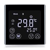 Conpush Digital Thermostat Raumthermostat， Fußbodenheizung Wandheizung Unterputz Regler für elektrische Fußboden-Heizung LCD Weiß mit Sensorkabel (NO WIFI)