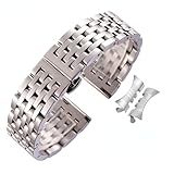 Metall Uhr Band Falten Schnalle Ersatz Poliert Sieben Perlen Schmetterling Schnalle Edelstahl Uhr Band Quick Release Metall Uhr Armband Faltschließe (Silver,21mm)