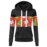 qiaoxiahe Damen Pullover Weihnachten Hoodies Women-Weihnachtsnähte bedrucktes Langarm-Sport-Sweatshirt mit Kapuze Lässig Kapuzenpullover Schöne Longsleeve Blusen Tunika Lang