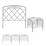 Relaxdays Beetzaun, 4-teilige Beetumrandung für Garten, Dekozaun Metall, antikes Design, HxB: 41,5 x 245 cm, schw