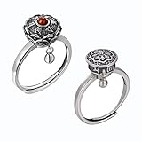 BMBN Ringe, 2Pcs Buddhist Tibetan Prayer Wheel Ring Lotus Emaille Fingerring Silber Rotierende Ringe Glücksbänder Erwachsene Schmuck