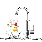 BOOMING 3000W Elektrischer Wasserhahn Durchlauferhitzer Armatur Spültisch LED Temperaturanzeige Heizung Wasserhahn für Küche und Bad (Verwässern)