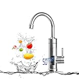 BOOMING 3000W Elektrischer Wasserhahn Durchlauferhitzer Armatur Spültisch LED Temperaturanzeige Heizung Wasserhahn für Küche und Bad (Verwässern)