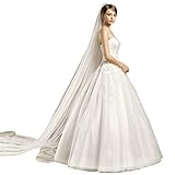 KIKIRon Hochzeitskleid für Damen Schulterfrei Braut Kurze Ärmel Langer Abend-Spitze Hochzeitskleid for Bräute Brautkleider Brautkleid aus Spitze (Farbe : White, Size : S)