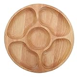 SALALIS Untergitterschale, Holz Geteilte Platte Kontrollplatten Gesunde Essplatte Lunchteller für zu Hause zum Mittagessen(25cm)