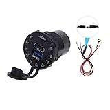 hetuioiyster 12V Quick Charge QC3.0 USB 18W Typ C PD Autoladegerät mit LED Voltmeter Schalter Schwarz Auto Adap