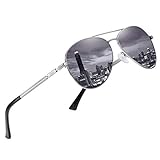 DUCO Cool Pilotenbrille Brille Polarisierte Sonnenbrille Klassische Unisex Fliegerbrille UV400 Filter Kategorie 3 CE 3025K (Gestell: Silber, Gläser: Grau)