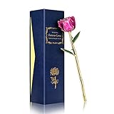 Filfeel 24K Gold Rose, Rose mit Verpackungskasten, Romantisches persönliches liebevolles Blumengeschenk für Frau Freundin Geburtstag Muttertag Hochzeitstag Jahrestag (Rosa)