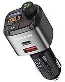 UNBREAKcable Bluetooth FM Transmitter Auto Radio Adapter, Auto Ladegerät mit PD20W und QC3.0 Ladeanschluss, Bass Verstärker, Freisprechfunktion, USB-Anschluss, Siri und Google Assistant Unterstützung