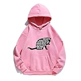 Frauen Hoodie Schwarz Katze Gedruckt Hoodies Frauen Fleece Langarm Lose Sweatshirt mit Hut Mädchen Pullover Frühling Herbst Winter Gr. XXL,