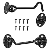 WHATWEARS 2er Pack 3-Zoll-Haken- und Ösenverriegelung Schwarzer Kabinenhaken und -öse 2-teilige Metalltürhakenverriegelung Hochleistungs-Schrankverschlüsse für Tür-Tor-Fensterschrank