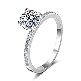 KINGVON Moissanite Diamant 925 Silber Ring Ewigkeit Verlobungsring Zarter personalisierter Schmuck Geschenk für Frauen Weihnachten, Valentinstag,1 Karat Moissanite,9