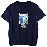 Takyojin Attack On Titan Tshirt Levi Ackerman T-Shirt Scout Legion Logo Wings Anime Shirt Top Sommer Damen Herren Dunkelblau Scout Legion XS