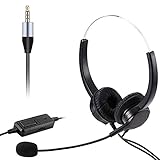 DROHOO Telefon-Traffic-Headset 3,5 mm Noise Cancelling-Headset mit Einstellbarer Lautstärke,Schw