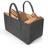 Ora-Tec Filztasche für Kaminholz – 50x25x25 cm – Kaminholzkorb und Einkaufskorb aus robustem Filz mit Tragegriffen – Filztaschen Shopper für den Alltag und zu Hause (XXL Anthrazit)