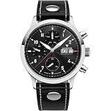 Junkers Cockpit Analog Quarz Chronograph Flieger Uhr Lederarmband Saphirglas schwarz 9.14.01.02