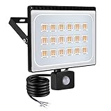 100W LED Floodlight Outdoor-Sicherheitsleuchte 8000lm Ultradünnes LED Strahler 6000K Außenstrahler mit Bewegungsmelder Wasserdicht IP65 für Garten Garage Sportplatz Werkstätte (Kaltes Weiß, 100W)