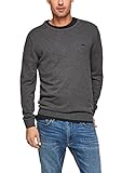 s.Oliver Herren Pullover mit Logo-Stickerei grey melange L